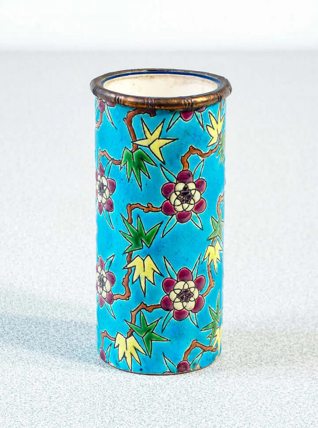 Ceramic and enamel box and vase by Emaux de Longwy, late 19th century 10