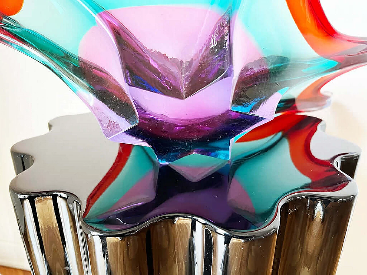 Multicolored Murano glass spiked centerpiece, 1960s 3