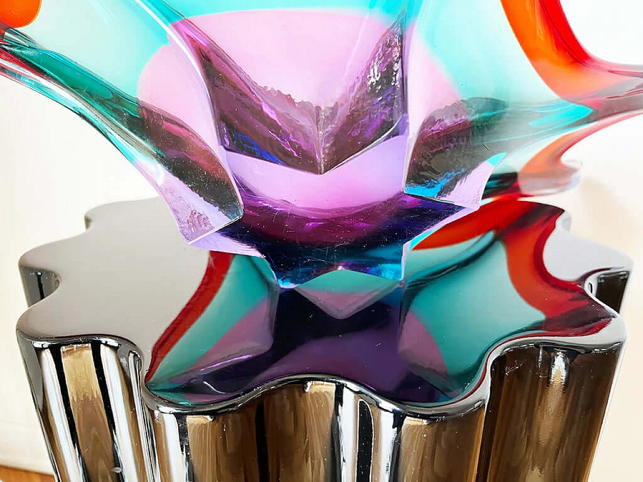 Centrotavola a punte in vetro di Murano multicolore, anni '60 3