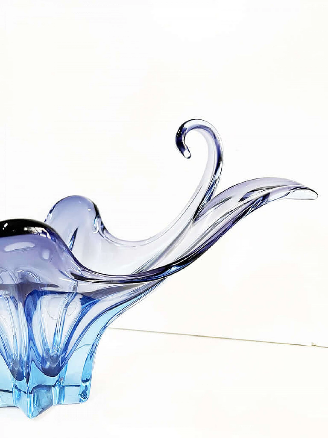 Vaso in vetro di Murano blu, anni '60 1