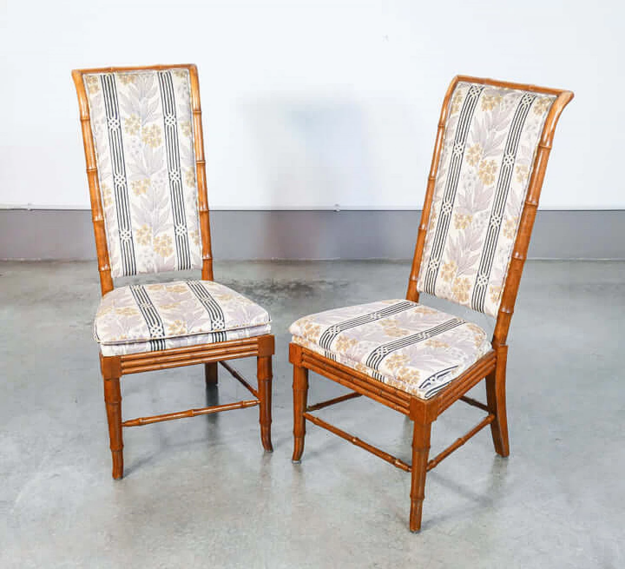 6 Chairs in solid beech and fabric, 1960s 10