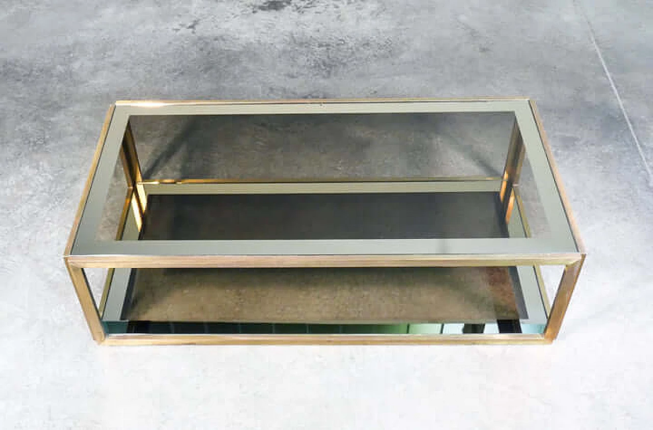 Gilded metal and smoked glass coffee table in the style of Romeo Rega, 1960s 5