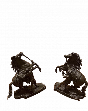 Pair of bronze horse sculptures by Guillaume Cousteau, 19th century