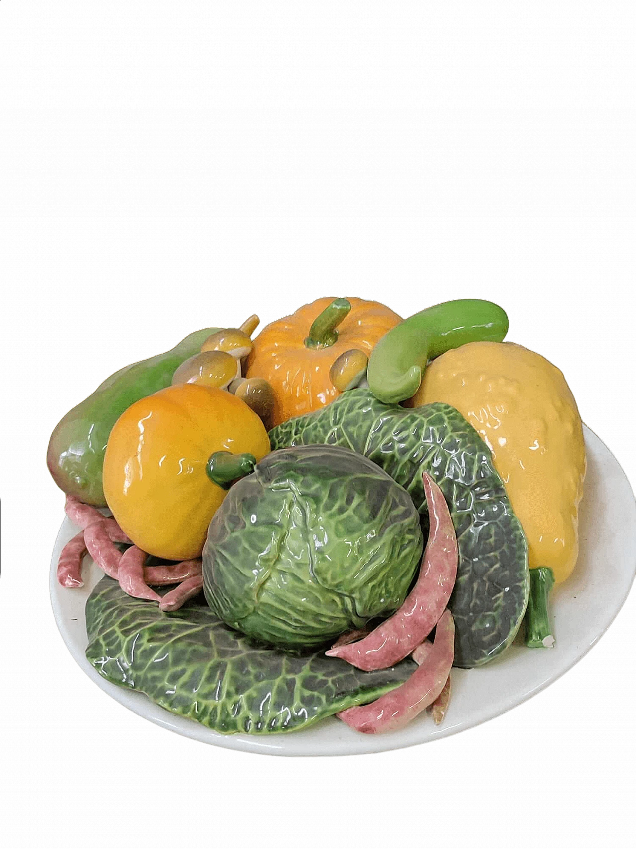 Piatto decorativo con verdure in ceramica di Bassano, anni '20 6