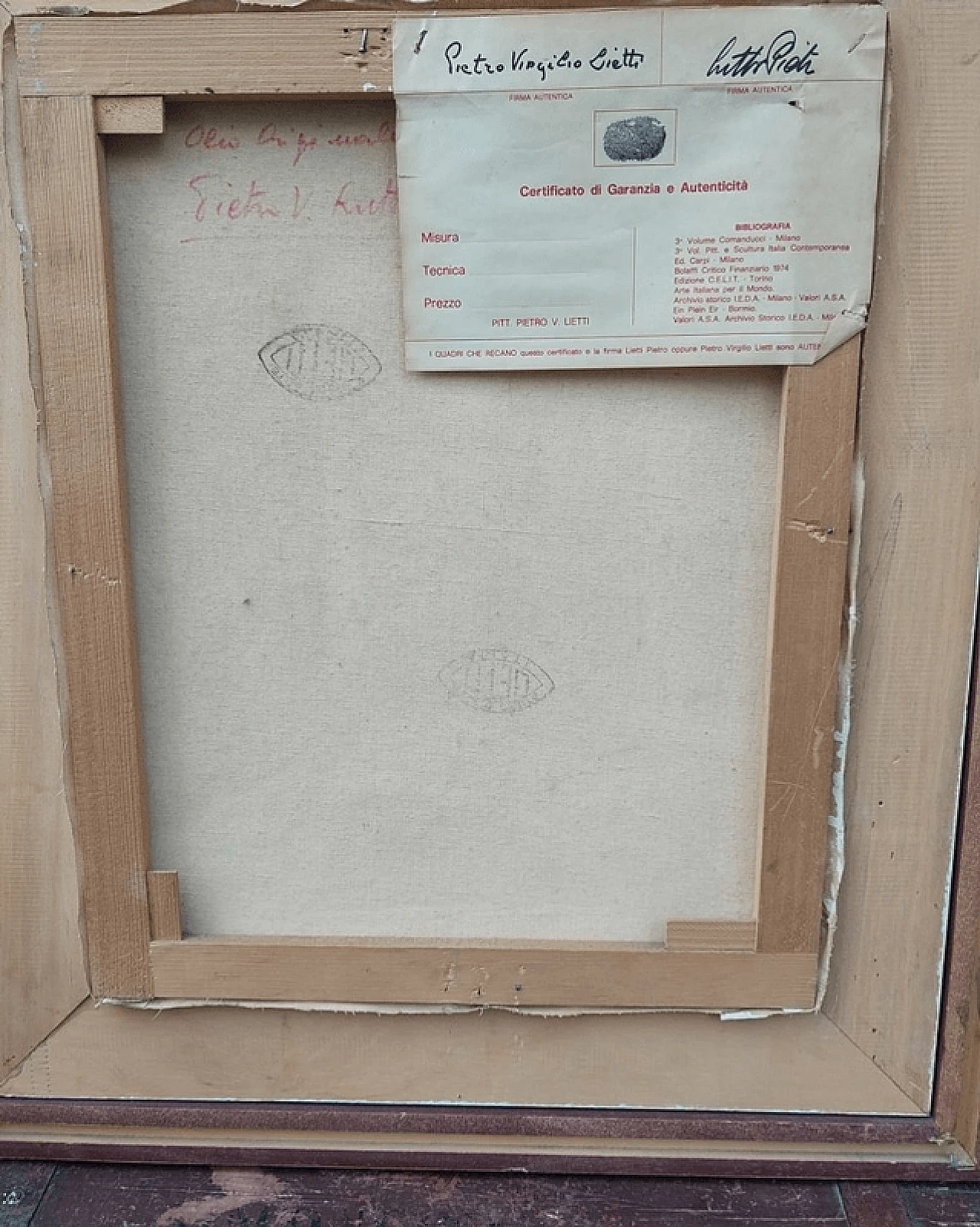 Pietro Virgilio Lietti, glimpse of courtyard, oil painting on canvas 3