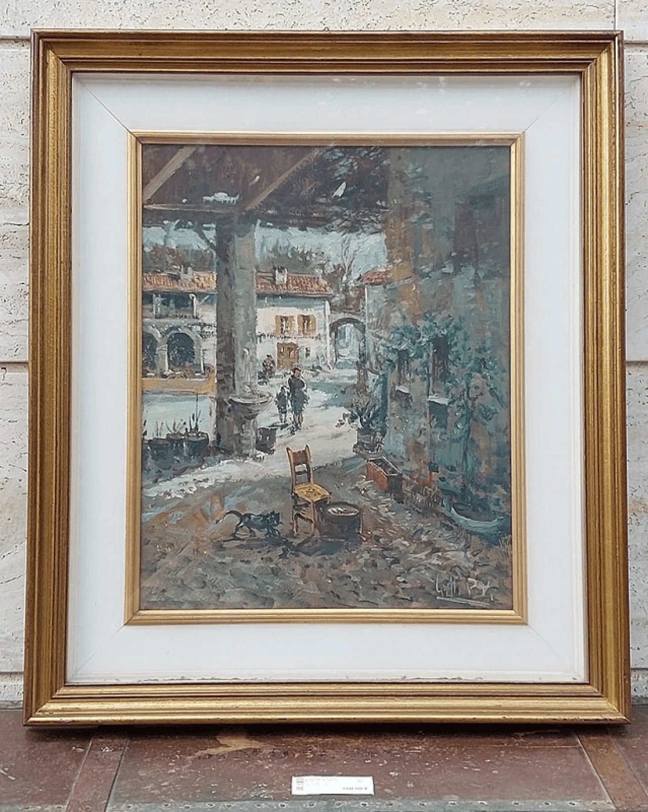 Pietro Virgilio Lietti, glimpse of courtyard, oil painting on canvas 5