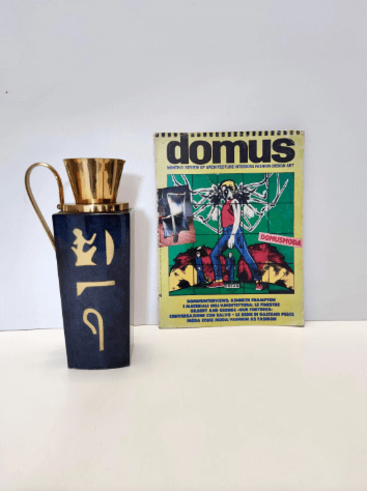 Black parchment and brass thermos by Aldo Tura for Macabo, 1960s 3