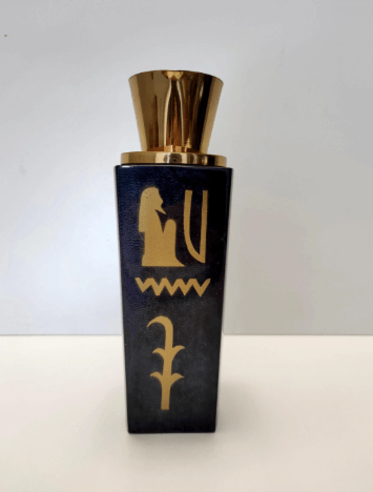 Black parchment and brass thermos by Aldo Tura for Macabo, 1960s 5