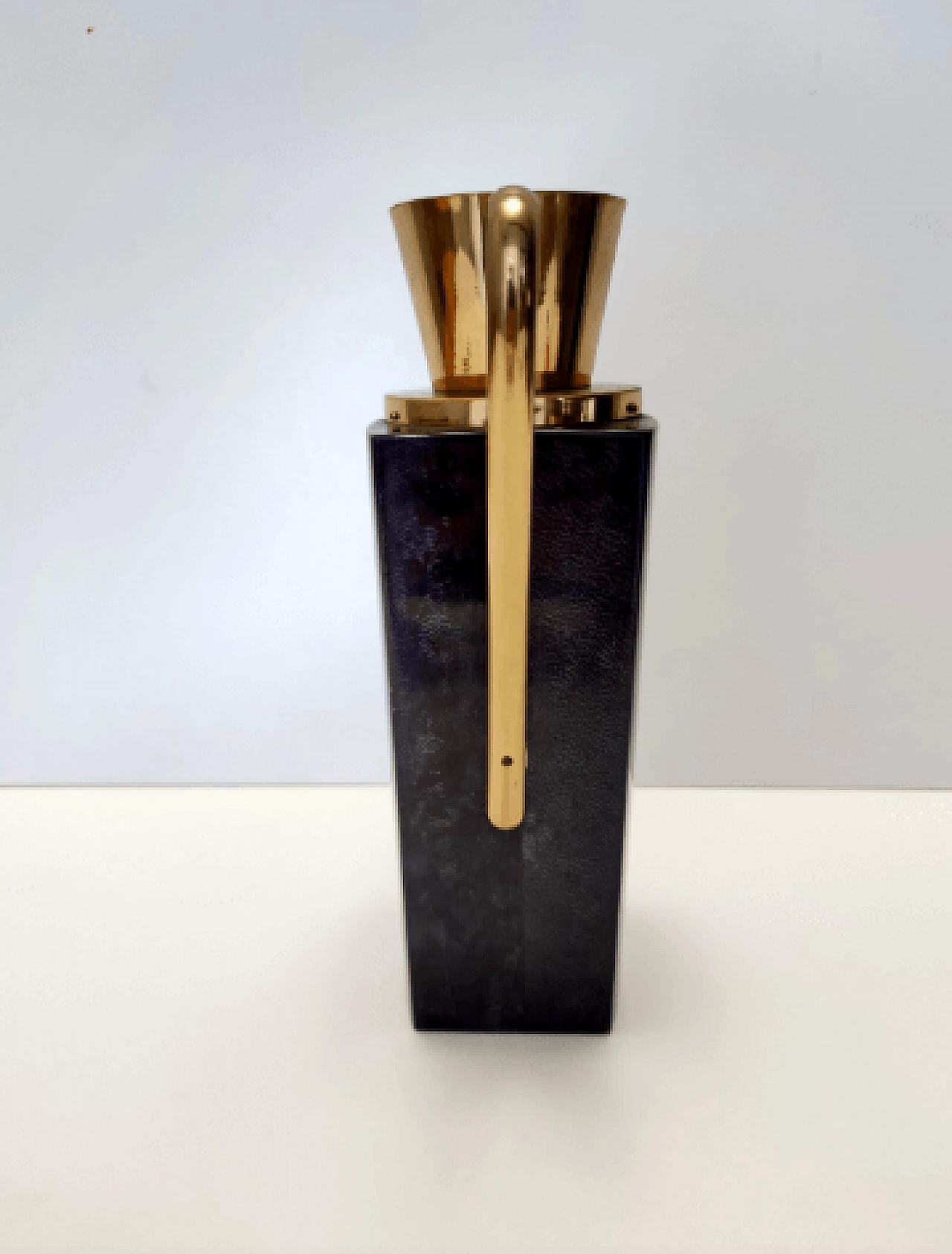 Black parchment and brass thermos by Aldo Tura for Macabo, 1960s 7