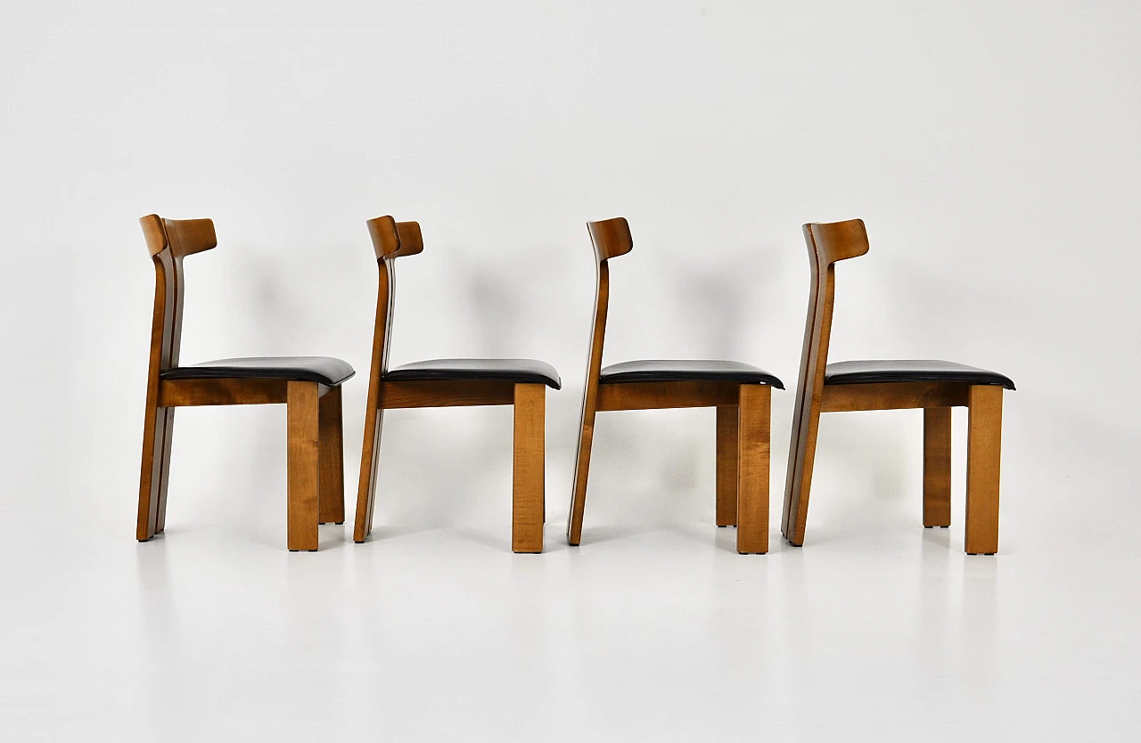 4 Chairs in wood and leather by Pierre Cardin, 1980s 9