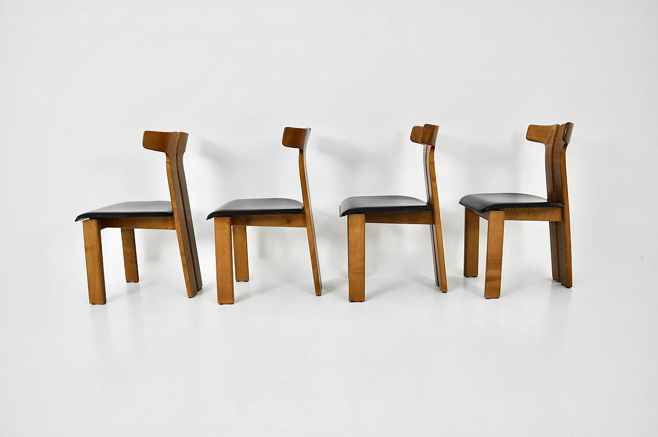 4 Chairs in wood and leather by Pierre Cardin, 1980s 11