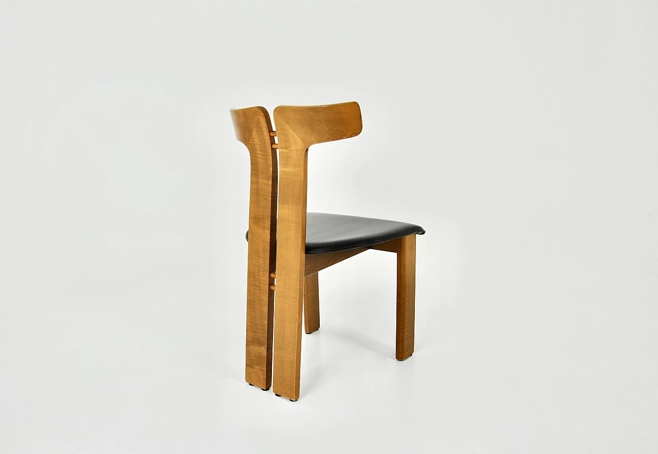 4 Chairs in wood and leather by Pierre Cardin, 1980s 12