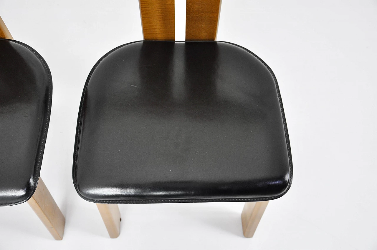 4 Chairs in wood and leather by Pierre Cardin, 1980s 14