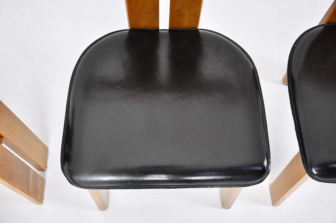 4 Chairs in wood and leather by Pierre Cardin, 1980s 15