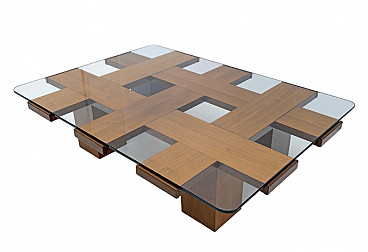 Ash and glass coffee table attributed to Marco Zanuso for Poggi, 1960s