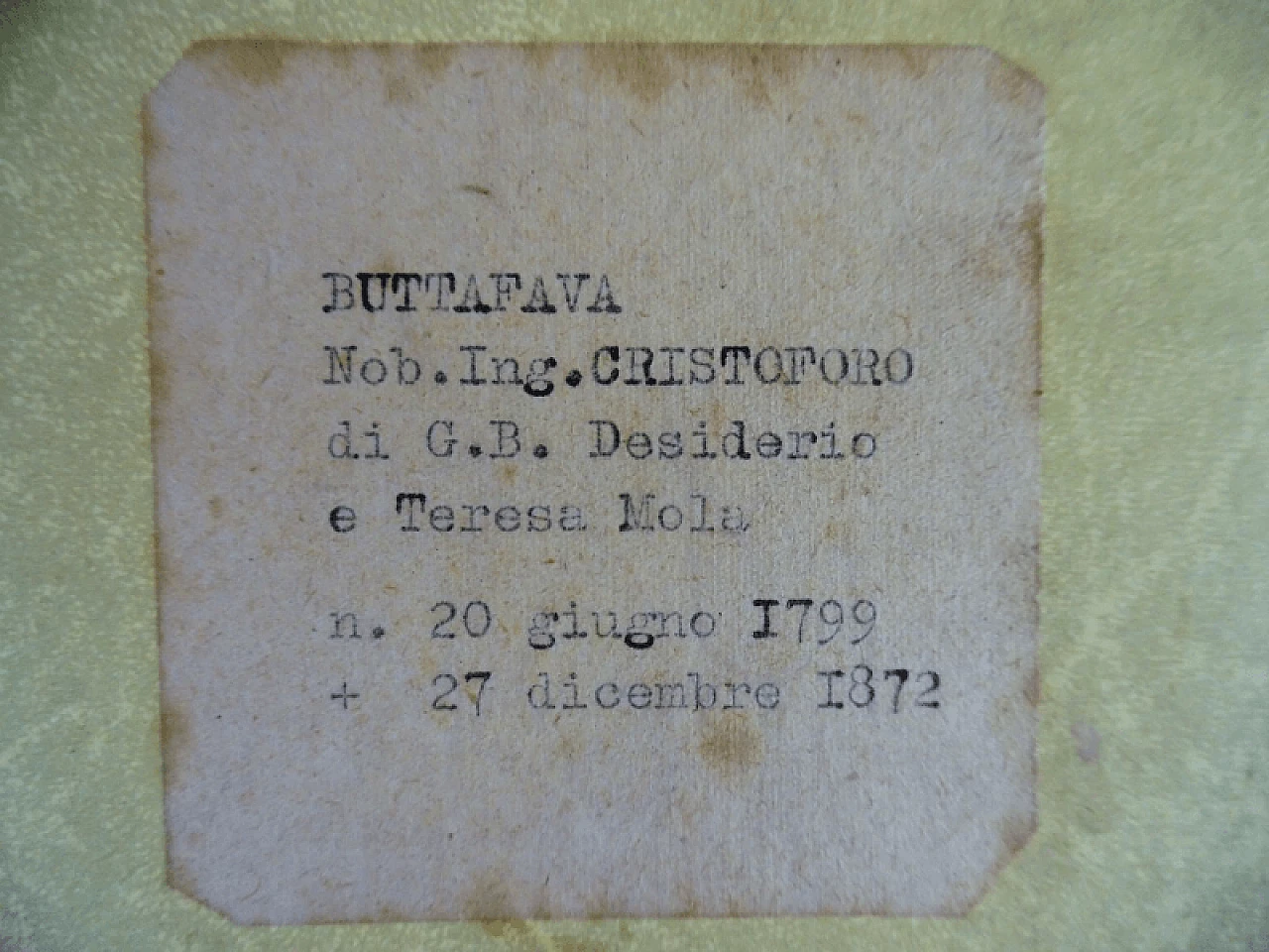 Fotografia di nobile Cristoforo Buttafava con cornice, '800 1