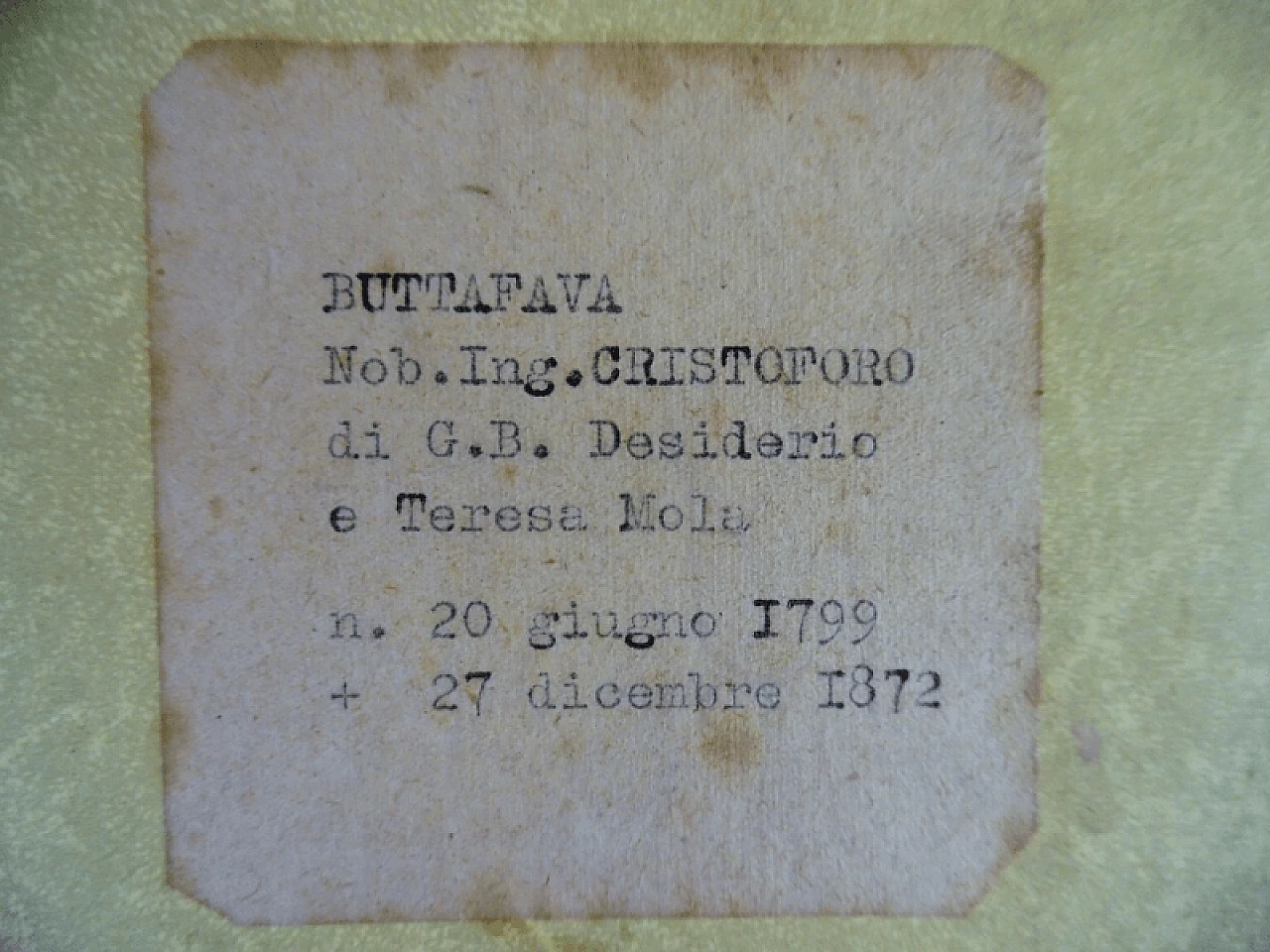 Photograph of nobleman Cristoforo Buttafava with frame, 19th century 1