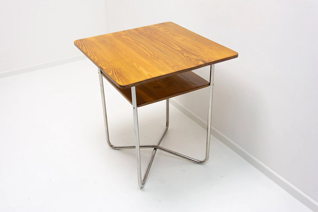 Bauhaus small table in chrome-plated steel and beech plywood, 1930s 2