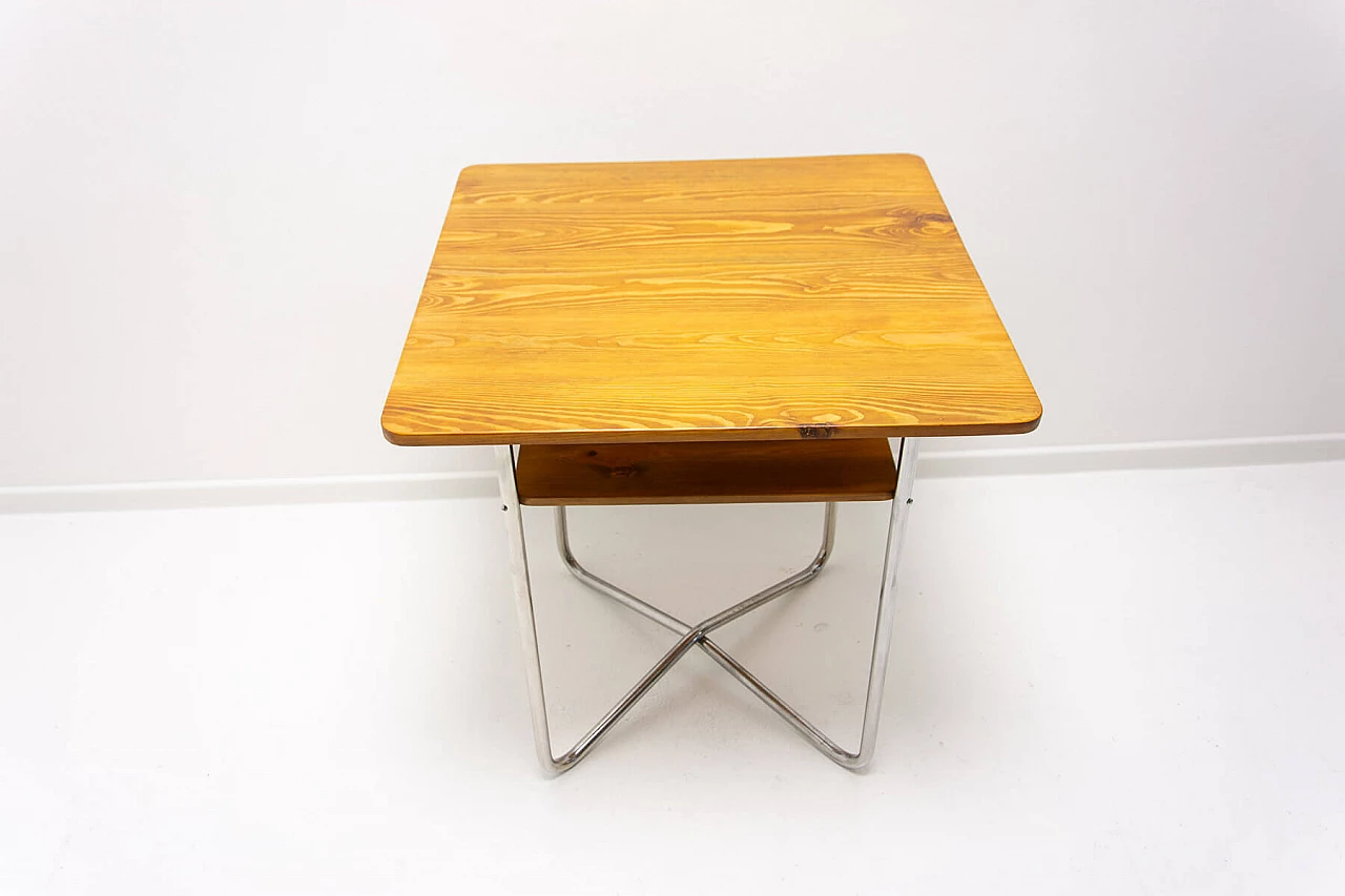 Bauhaus small table in chrome-plated steel and beech plywood, 1930s 3