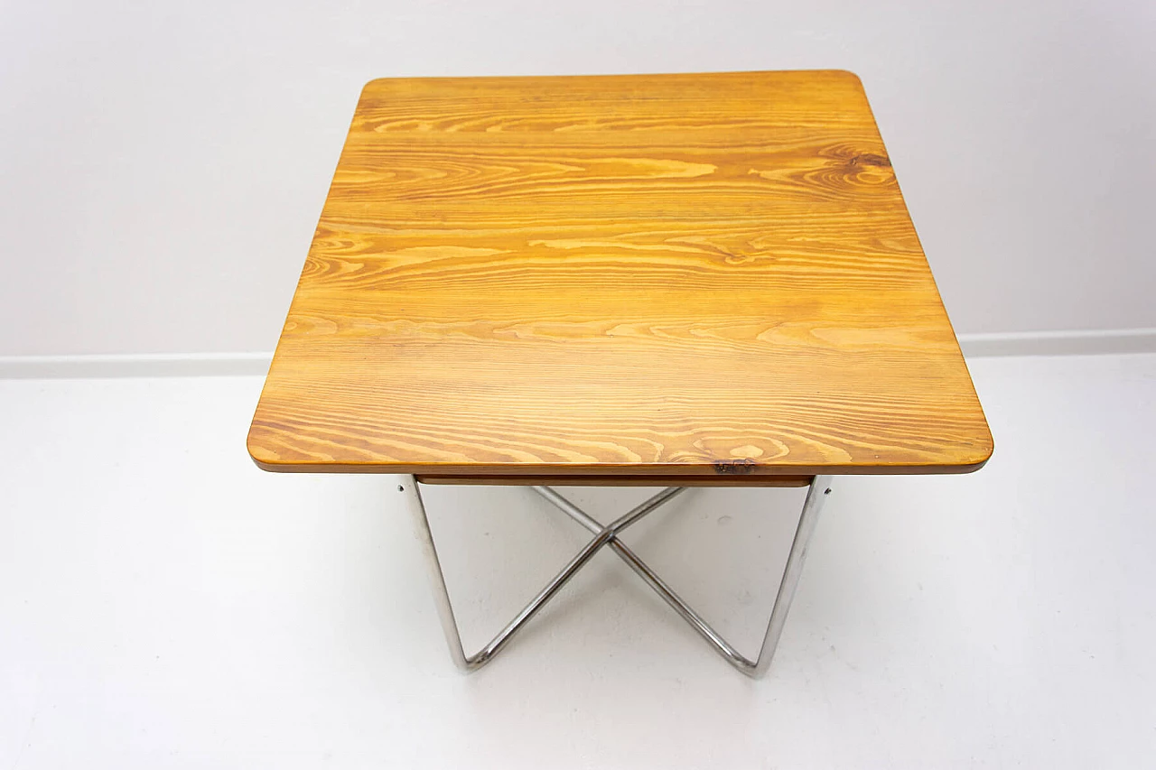 Bauhaus small table in chrome-plated steel and beech plywood, 1930s 4