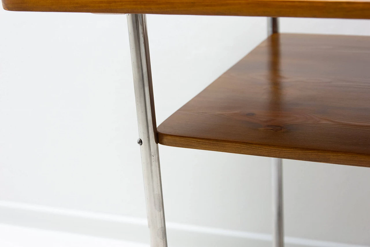 Tavolino Bauhaus in acciaio cromato e compensato di faggio, anni '30 7