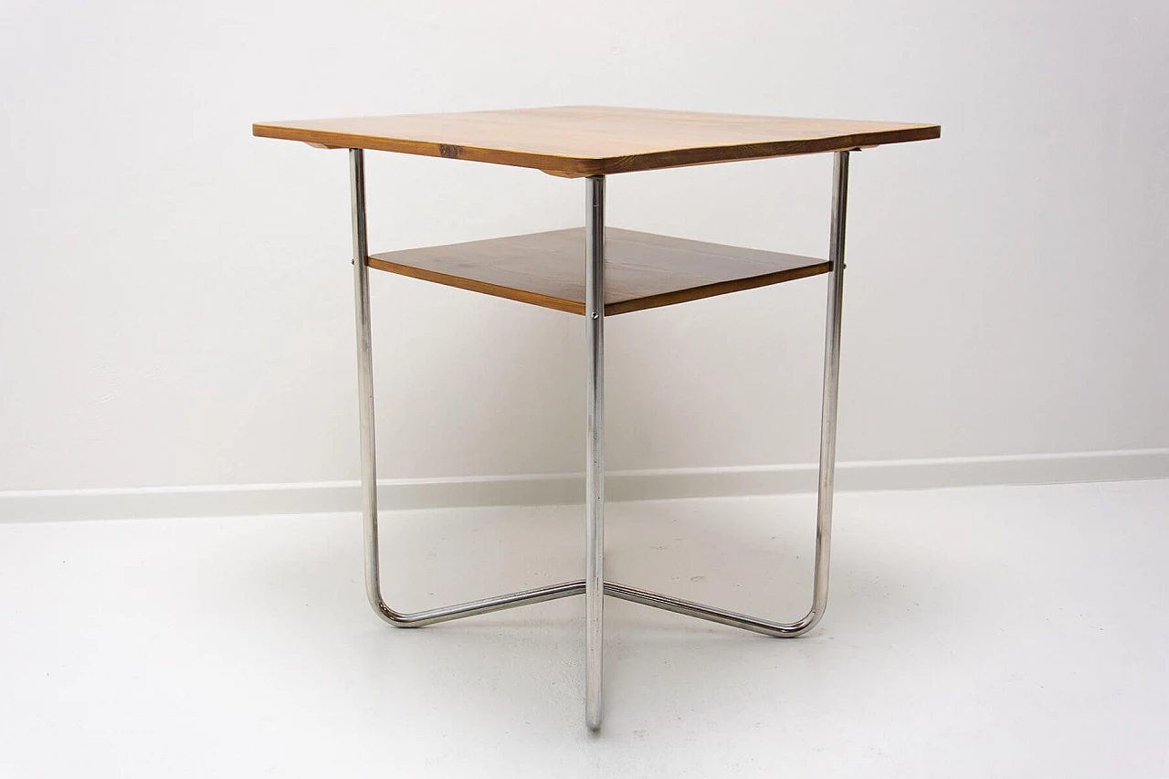 Bauhaus small table in chrome-plated steel and beech plywood, 1930s 9