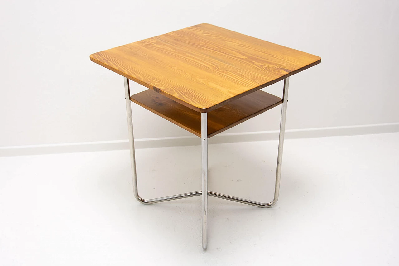 Bauhaus small table in chrome-plated steel and beech plywood, 1930s 10