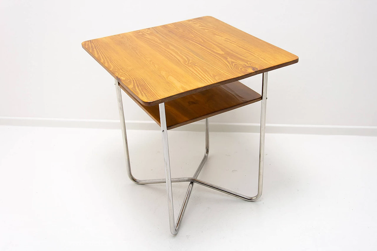 Bauhaus small table in chrome-plated steel and beech plywood, 1930s 11