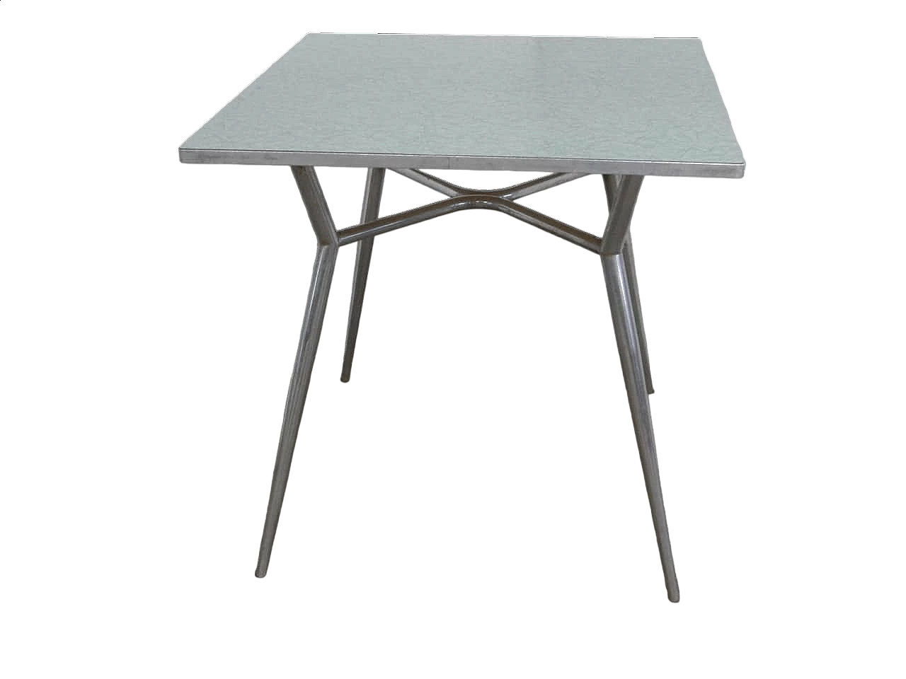 Metal leg table with green formica top, 1950s 13