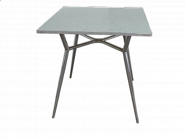 Metal leg table with green formica top, 1950s