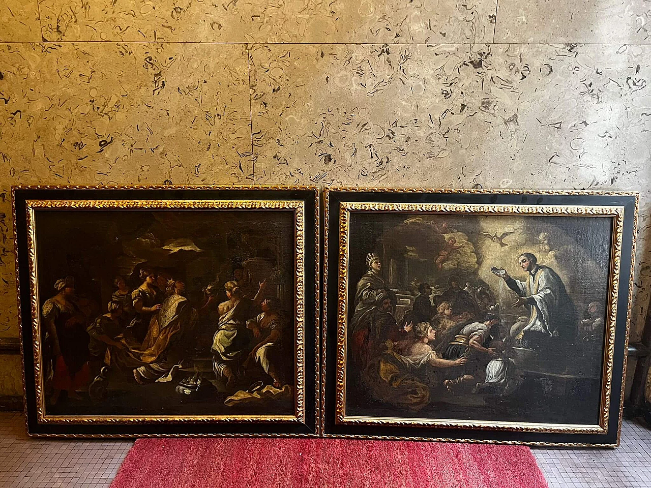Pair of Neapolitan oil on canvas paintings with sacred scenes, 17th century 6