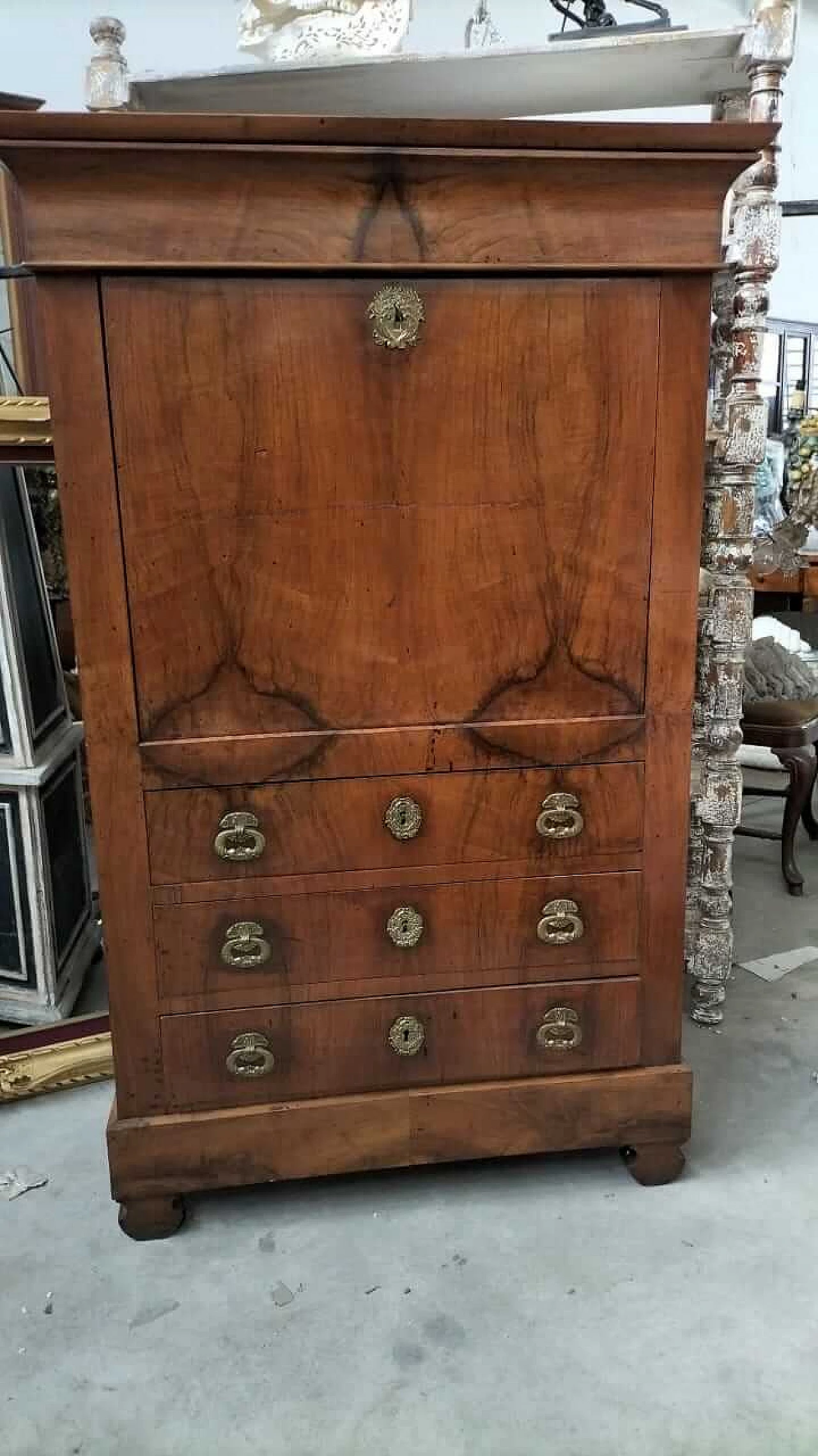 Secretaire Napoleon III in walnut and walnut burl, mid 19th century 10