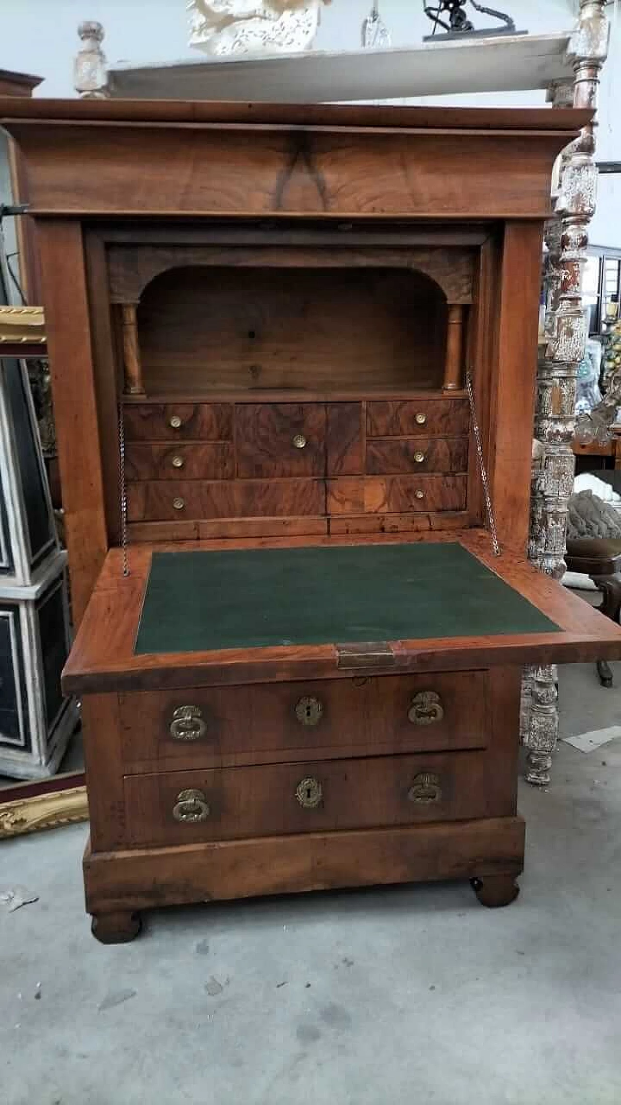 Secretaire Napoleon III in walnut and walnut burl, mid 19th century 12