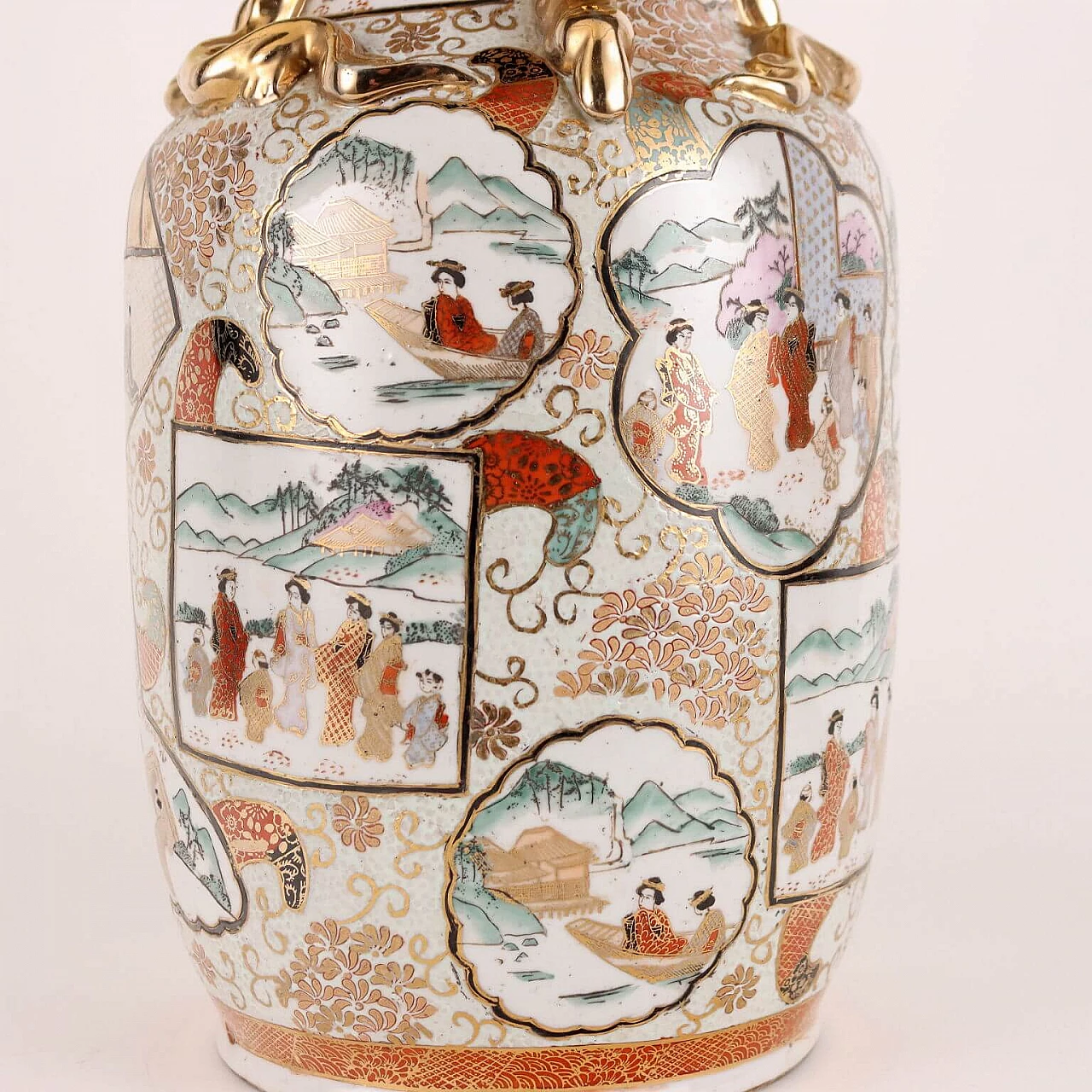 Vaso in porcellana cinese nello stile Kyoto Satsuma, anni '80 8