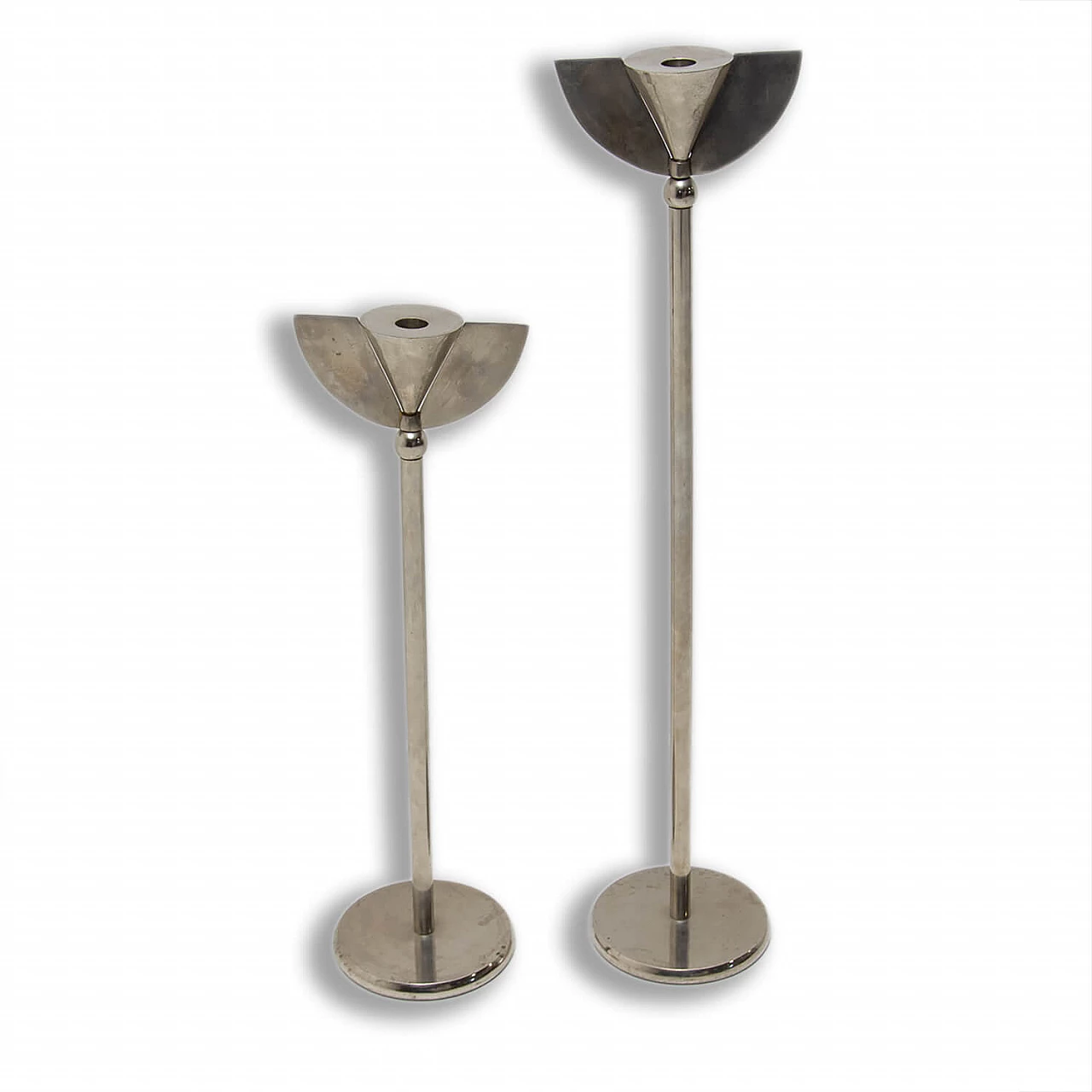 Pair of Art Deco chrome-plated candlesticks, 1930s 1