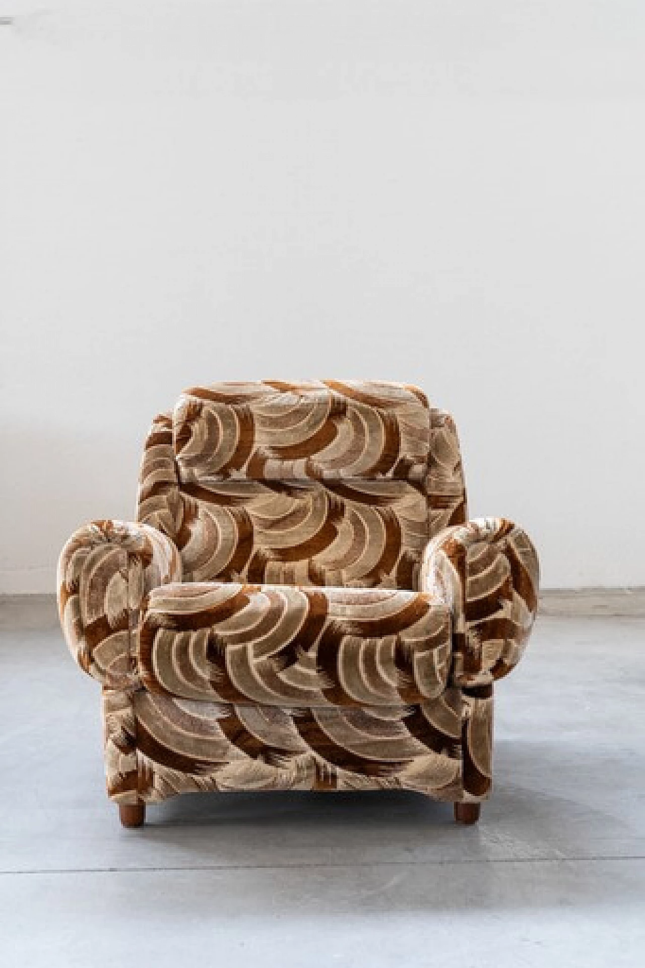 Divano-letto a tre posti e coppia di poltrone in ciniglia, anni '70 6