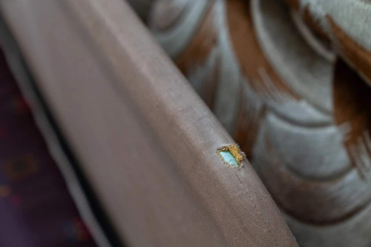 Divano-letto a tre posti e coppia di poltrone in ciniglia, anni '70 18