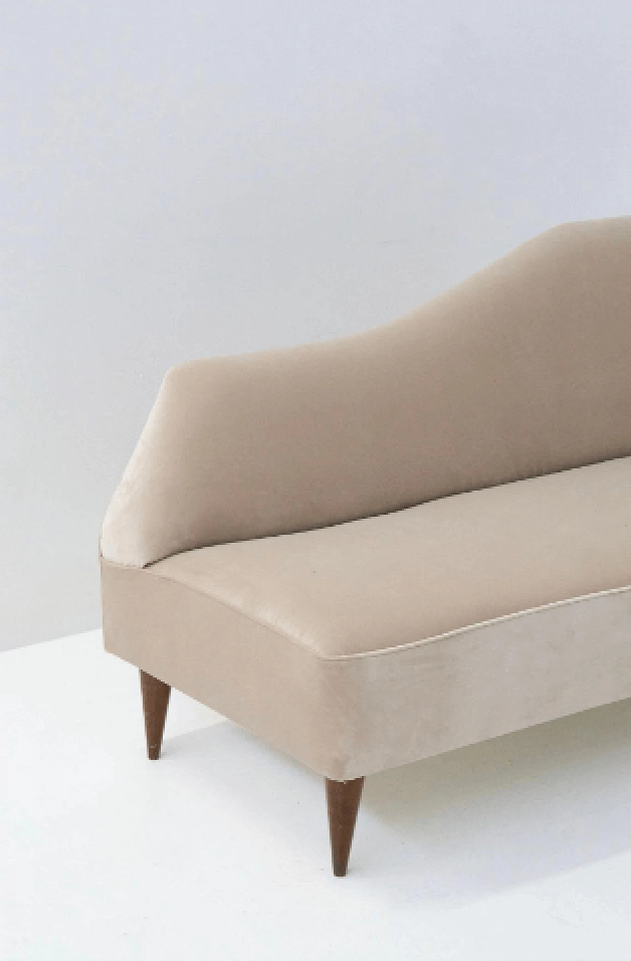 Beige velvet corner sofa attributed to Gio Ponti, 1950s 5