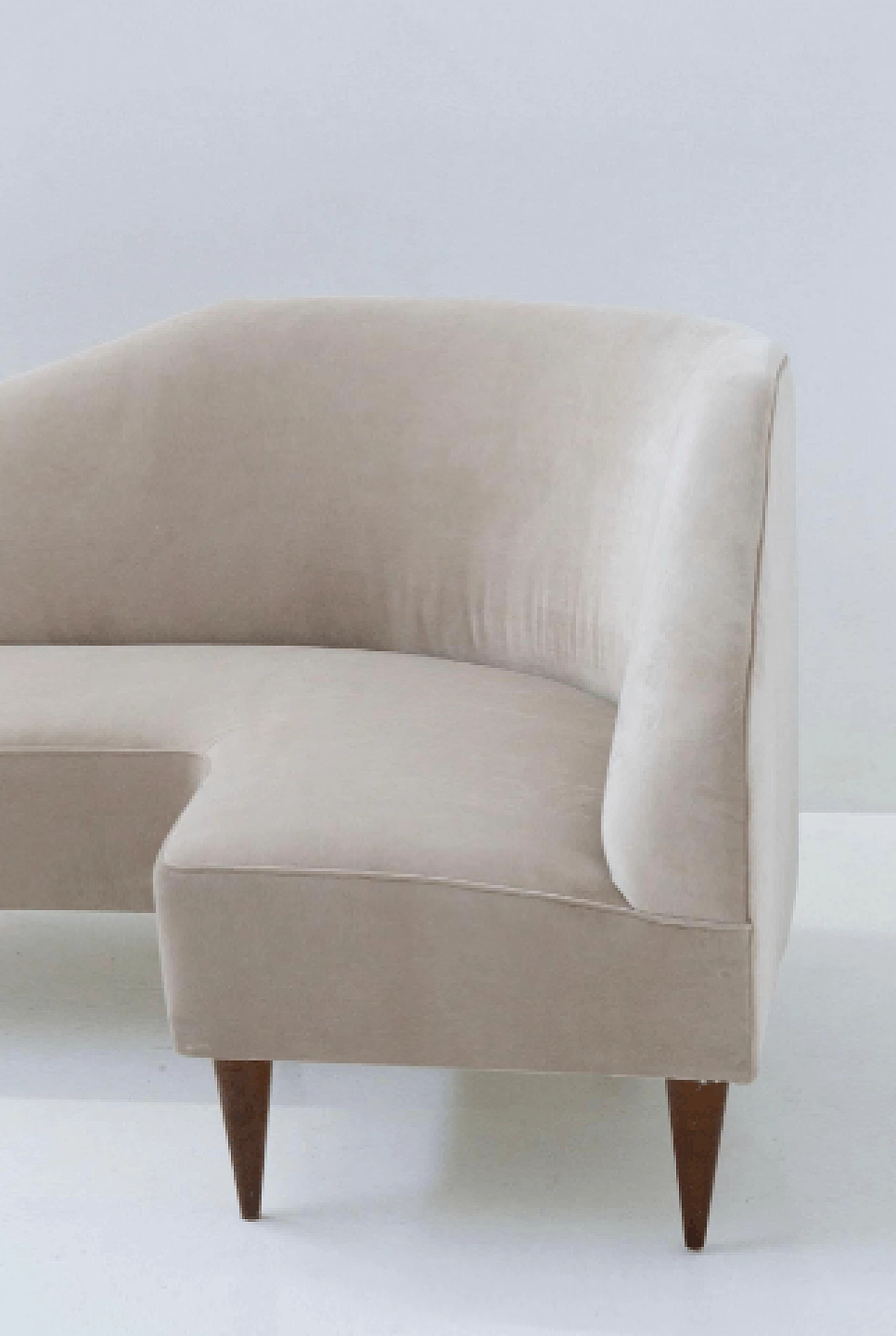 Beige velvet corner sofa attributed to Gio Ponti, 1950s 9