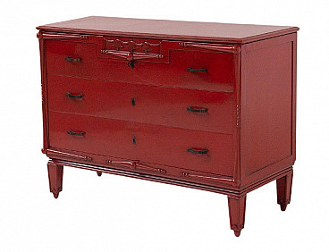 Red lacquered wood dresser attributed to Piero Portaluppi, early 20th century