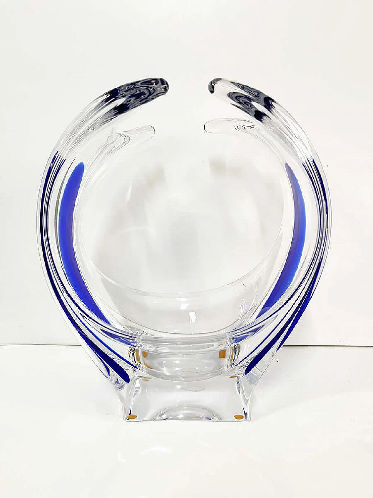 Transparent and blue Bohemian crystal vase, early 20th century 2