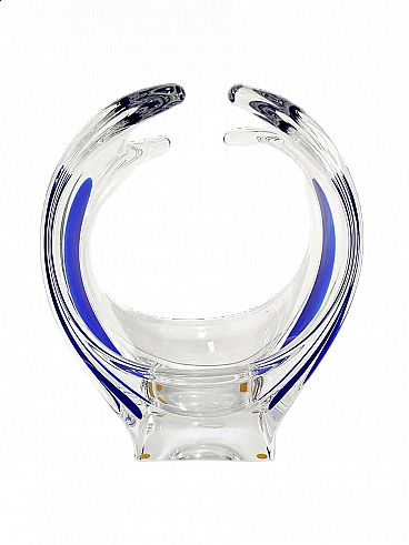 Transparent and blue Bohemian crystal vase, early 20th century