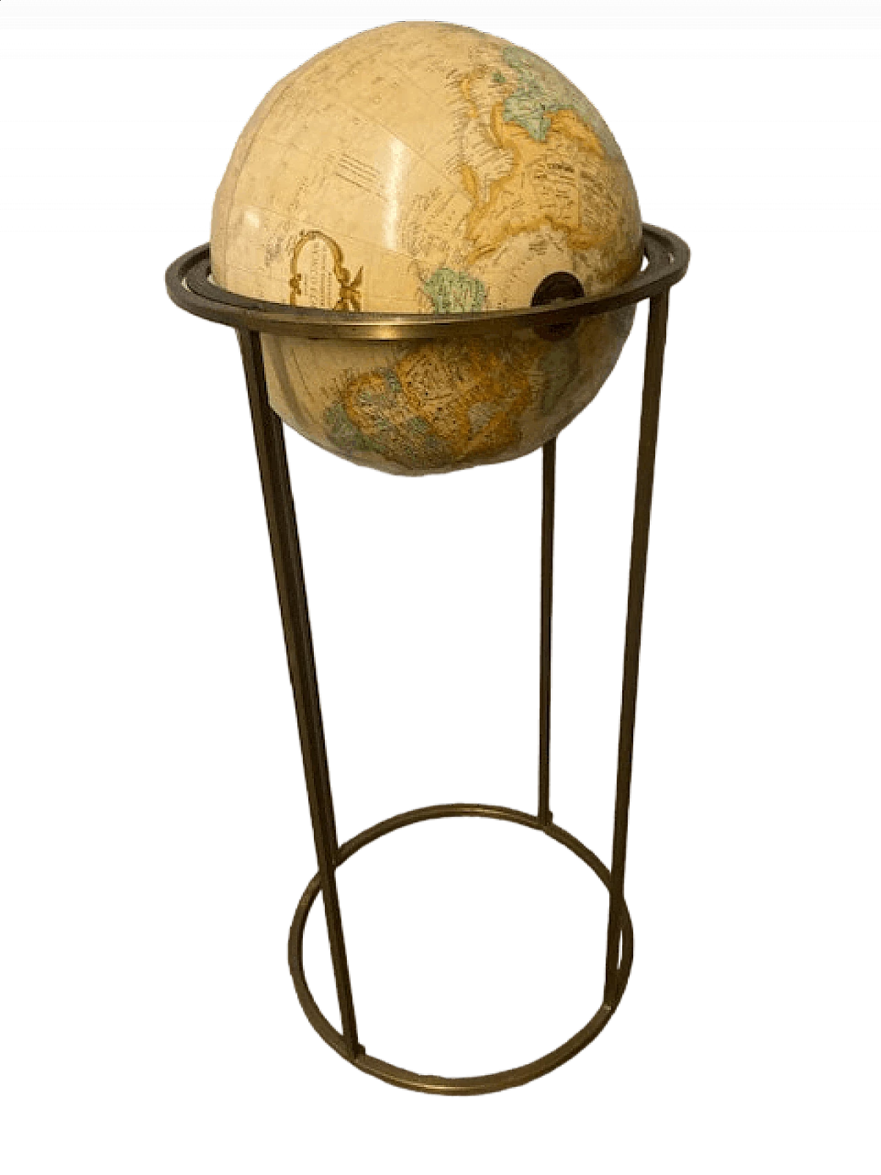 Mappamondo girevole in carta con struttura in metallo, anni '60 11