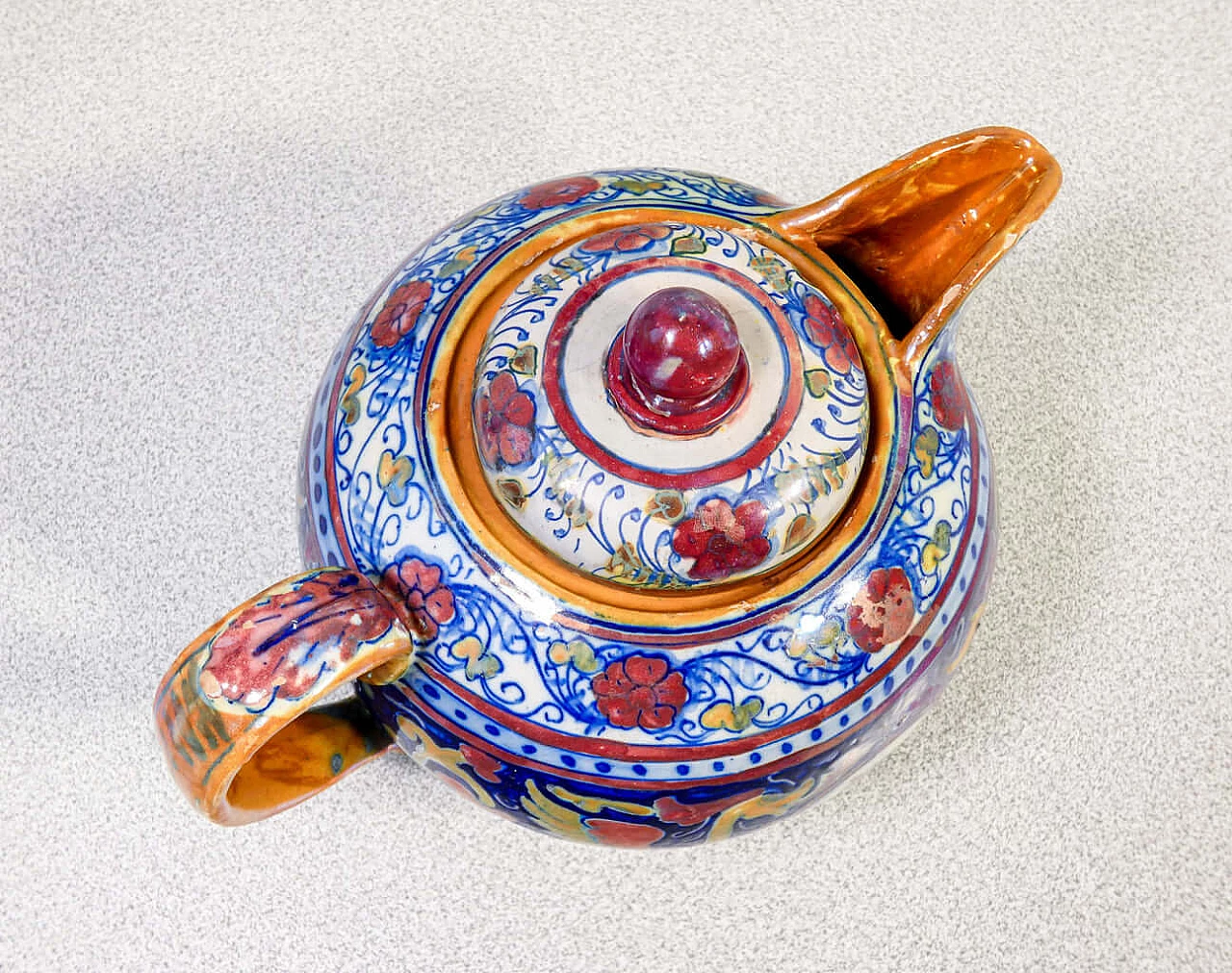 Ceramic teapot and sugar bowl by Mastro Giorgio Gualdo Tadino, early 20th century 7