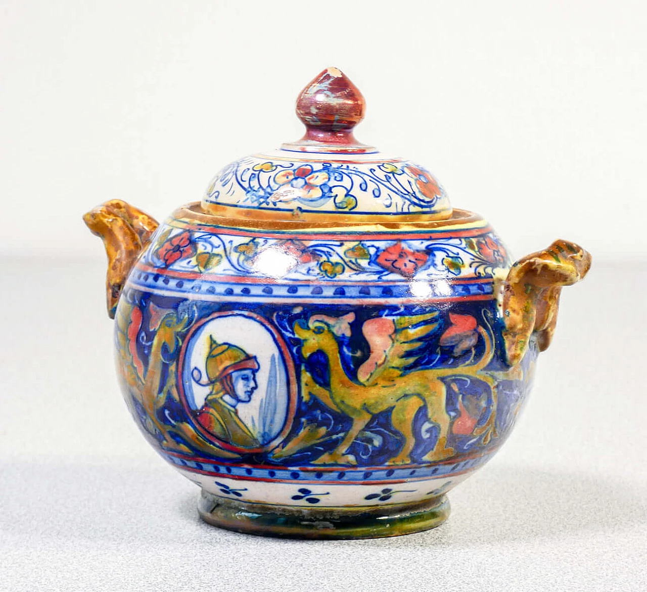 Ceramic teapot and sugar bowl by Mastro Giorgio Gualdo Tadino, early 20th century 10