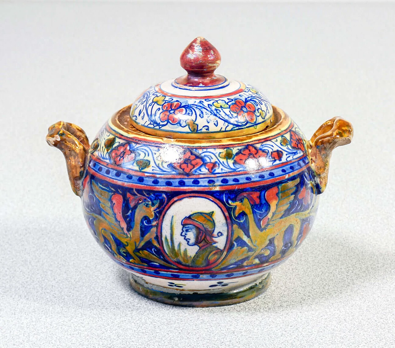Ceramic teapot and sugar bowl by Mastro Giorgio Gualdo Tadino, early 20th century 11