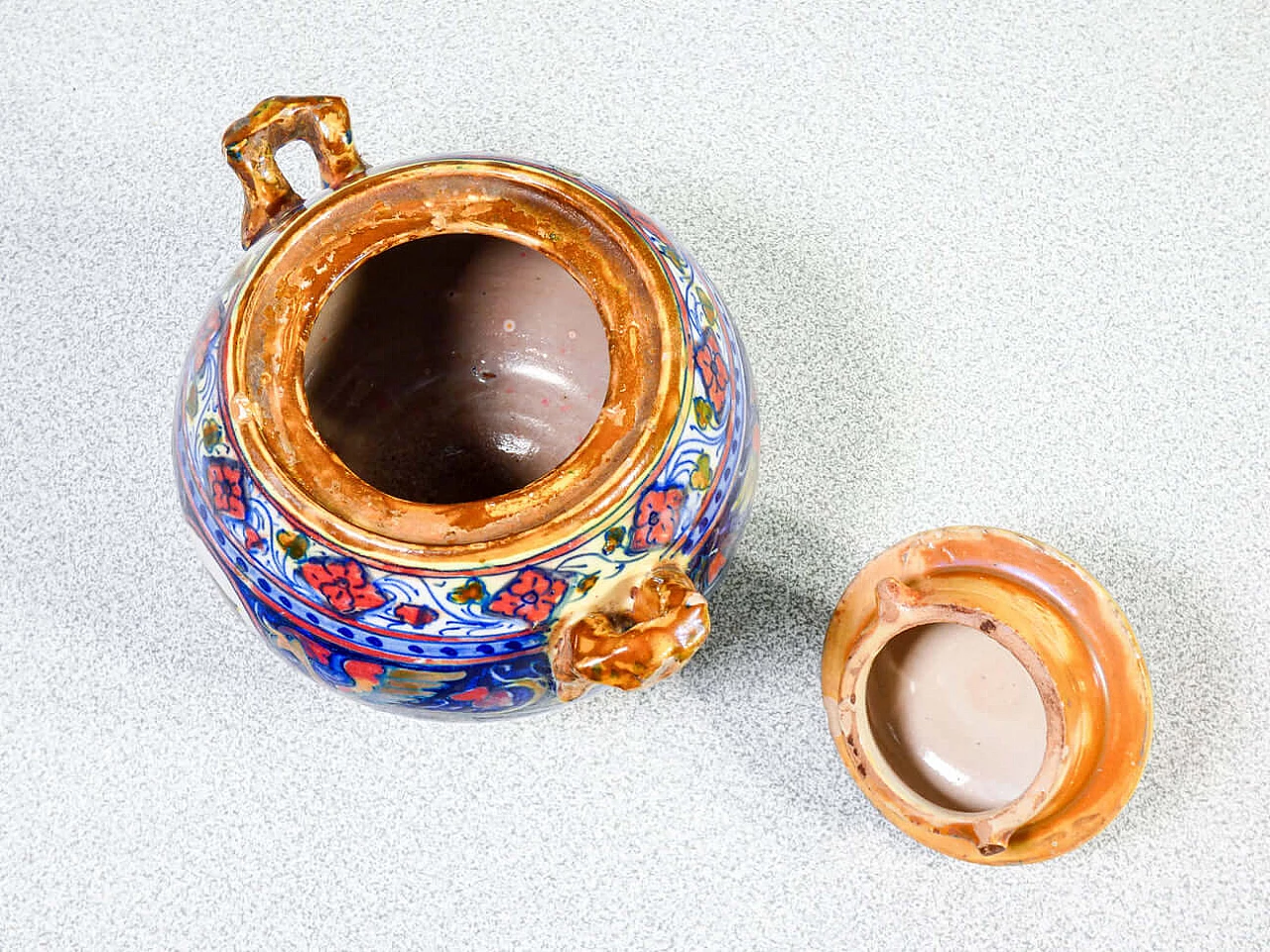 Ceramic teapot and sugar bowl by Mastro Giorgio Gualdo Tadino, early 20th century 14