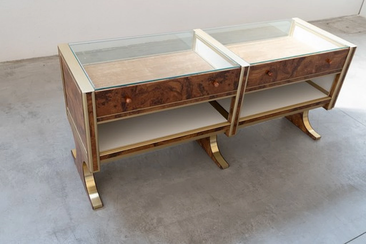 Briar-root, glass and gilded aluminum display counter, 1970s 1