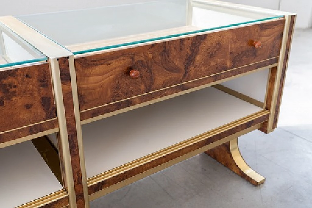 Briar-root, glass and gilded aluminum display counter, 1970s 2