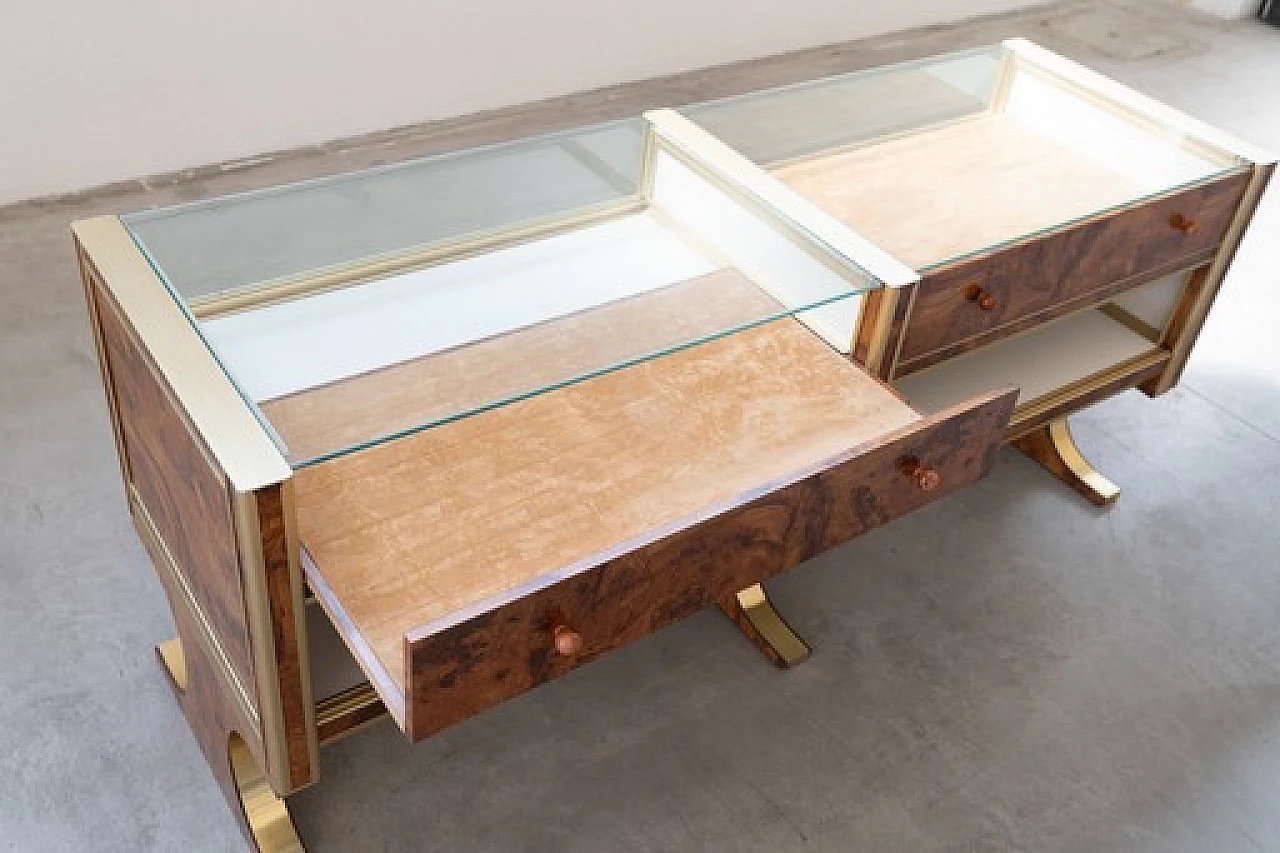 Briar-root, glass and gilded aluminum display counter, 1970s 6